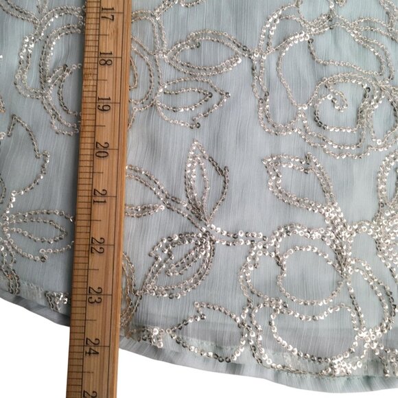 Fairy LC Lauren Conrad Tank Top Women Medium Mint Green Sequin Floral Scoop Neck - Picture 10 of 16